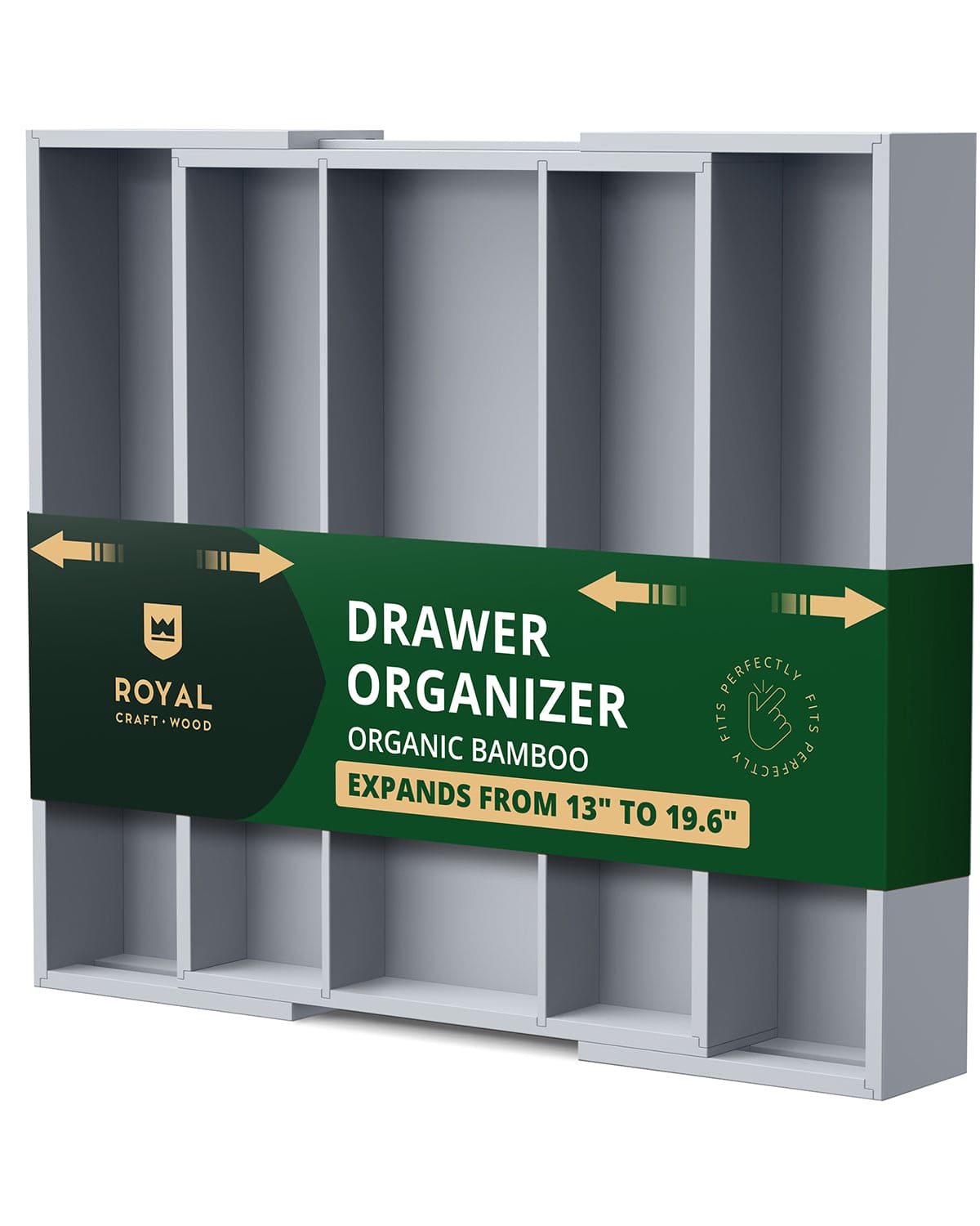 Utensil Drawer Organizer, Gray (5 Slots) (Online Exclusive)