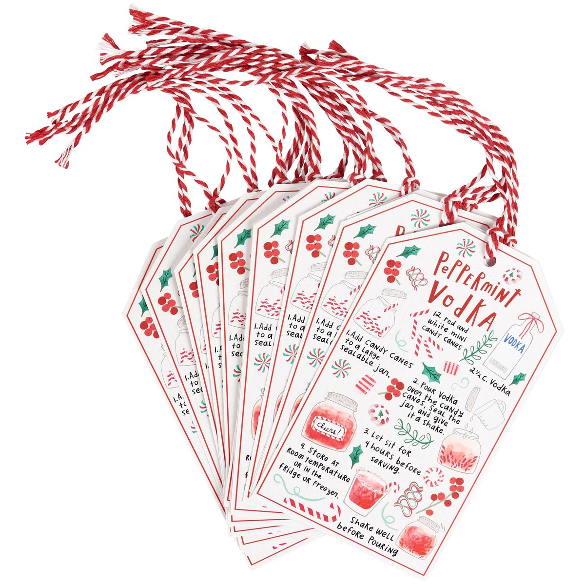 Peppermint Vodka Gift Tag Set