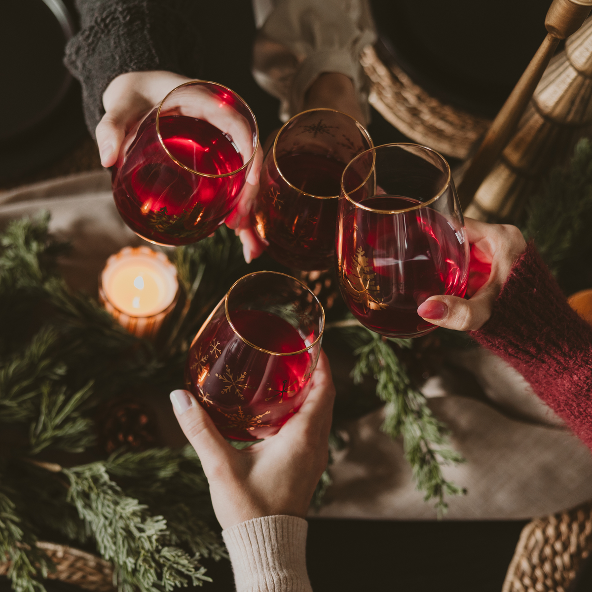 SNOWFLAKES STEMLESS WINE GLASSES - Set of 2