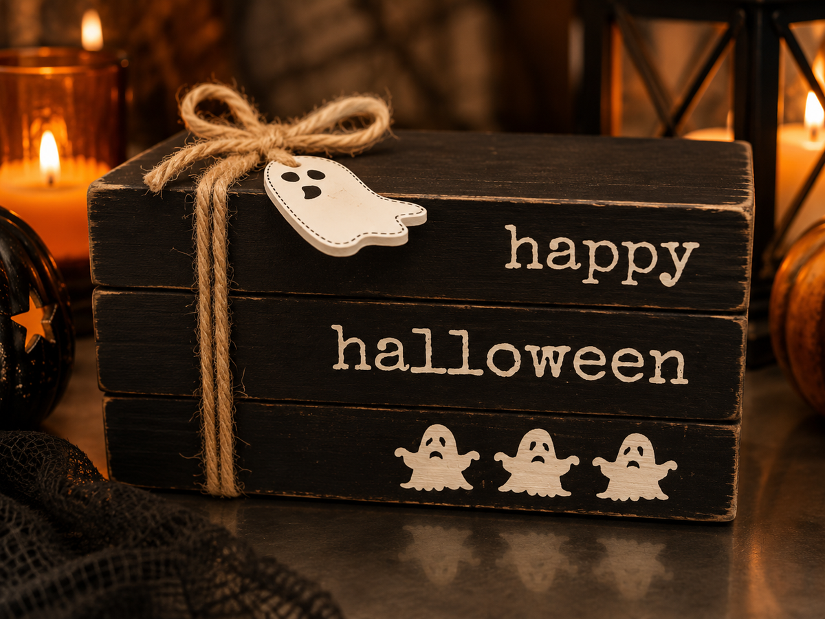 Quill to Paper “Happy Halloween” Wood Block Sign 👻🎃