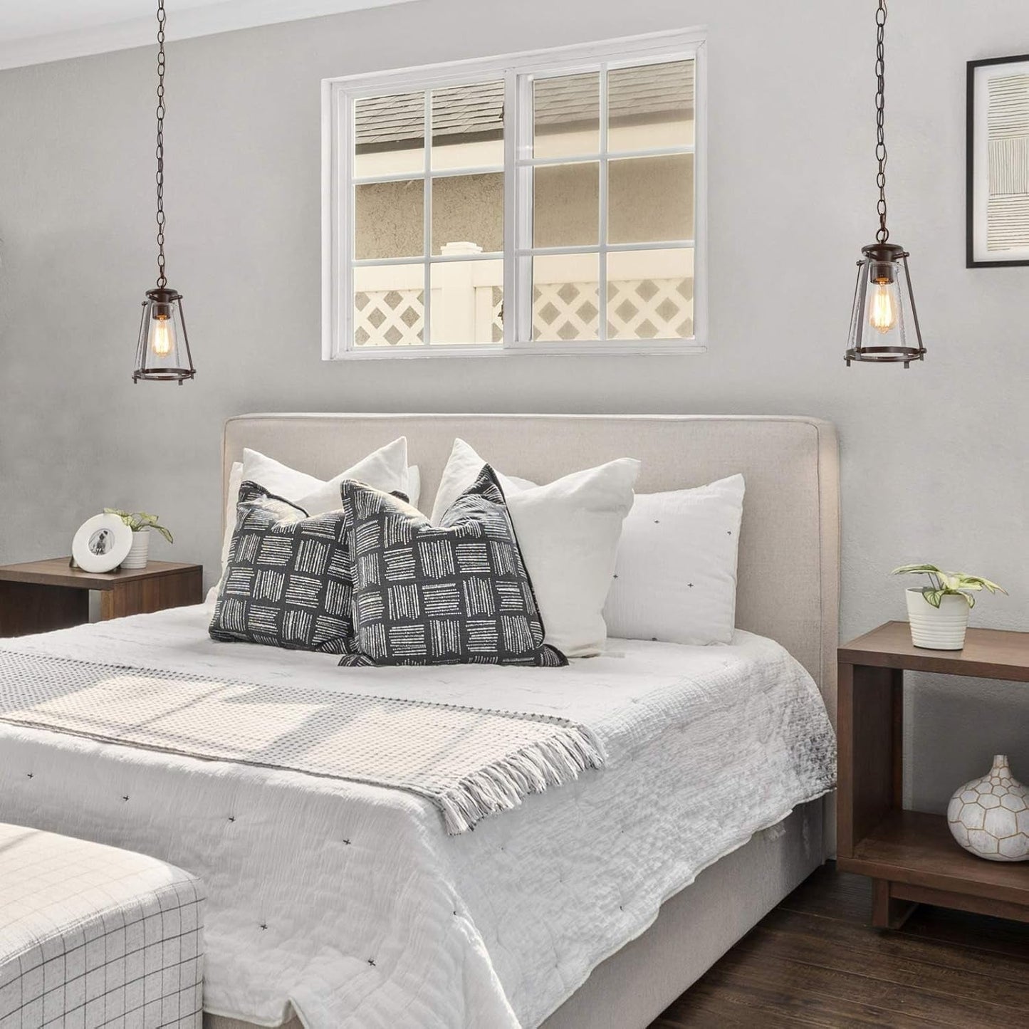 Farmhouse Pendant Lighting with Seeded Glass Shade (Online Exclusive)