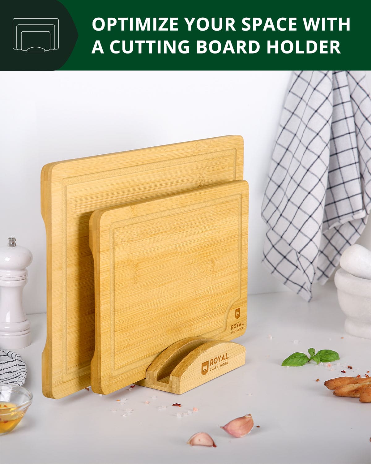 Cutting Board Stand with 3 Slots, Natural (Online Exclusive)