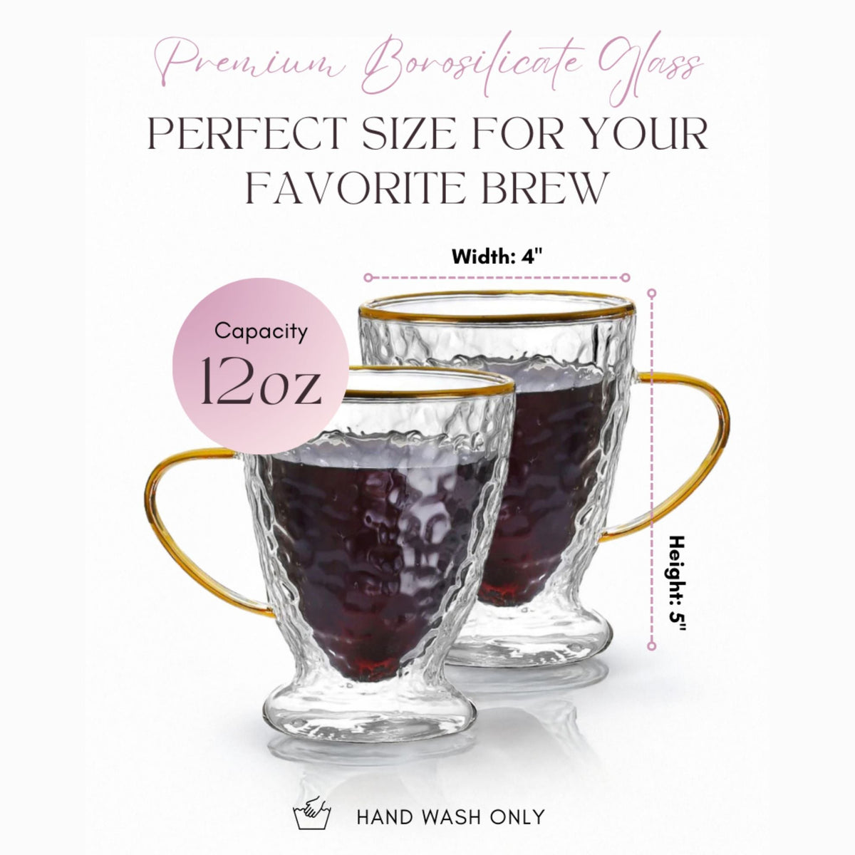 Hammered Double Wall Glass Coffee Cups (Online Exclusive)