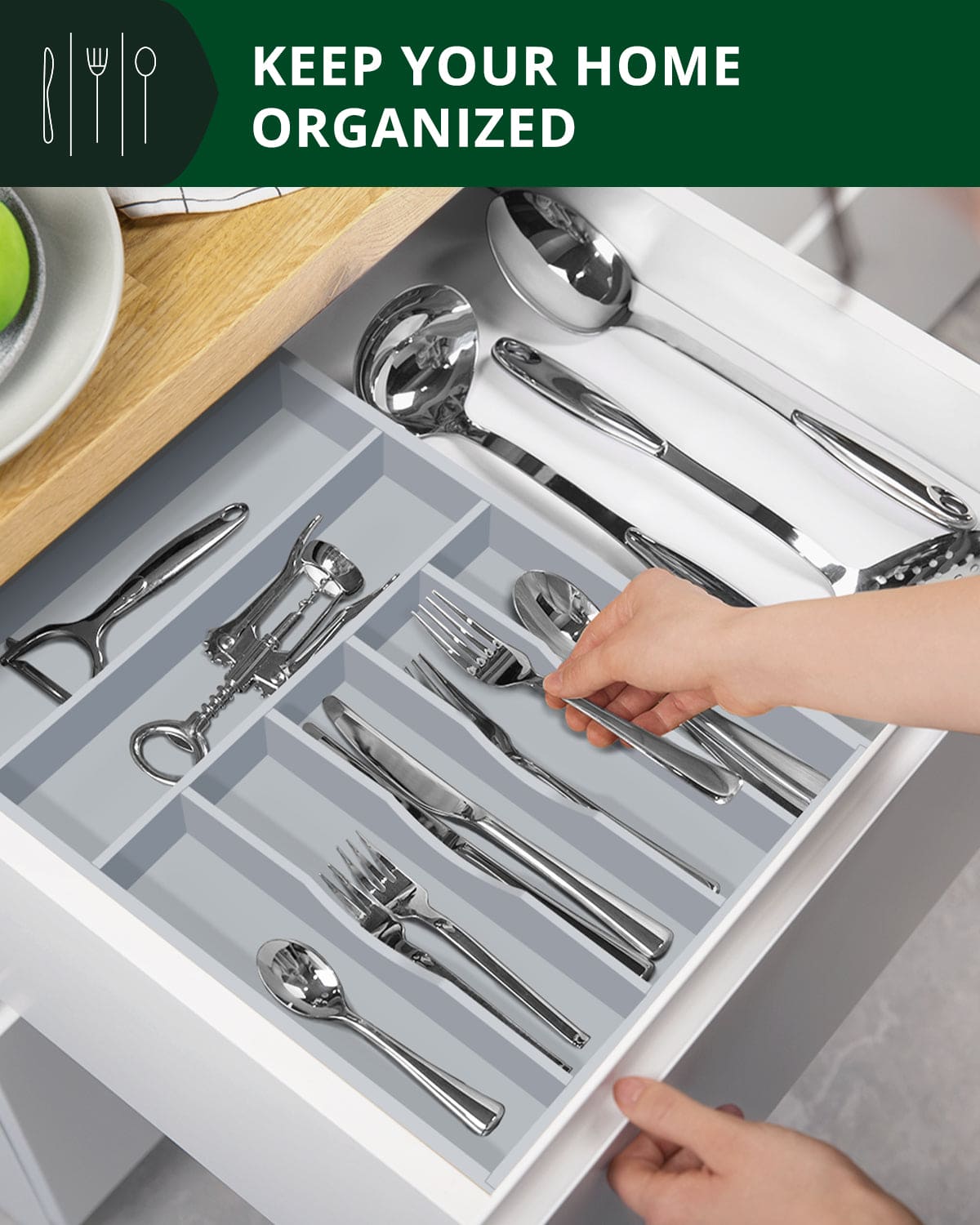 Basic Silverware Drawer Organizer, Gray (Online Exclusive)