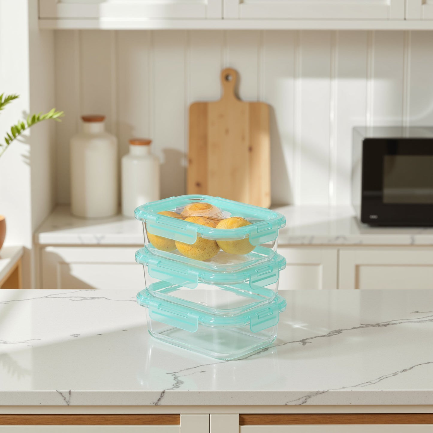 Glass Containers with Flexible Silicone Lids - Set of 3 (Online Exclusive)