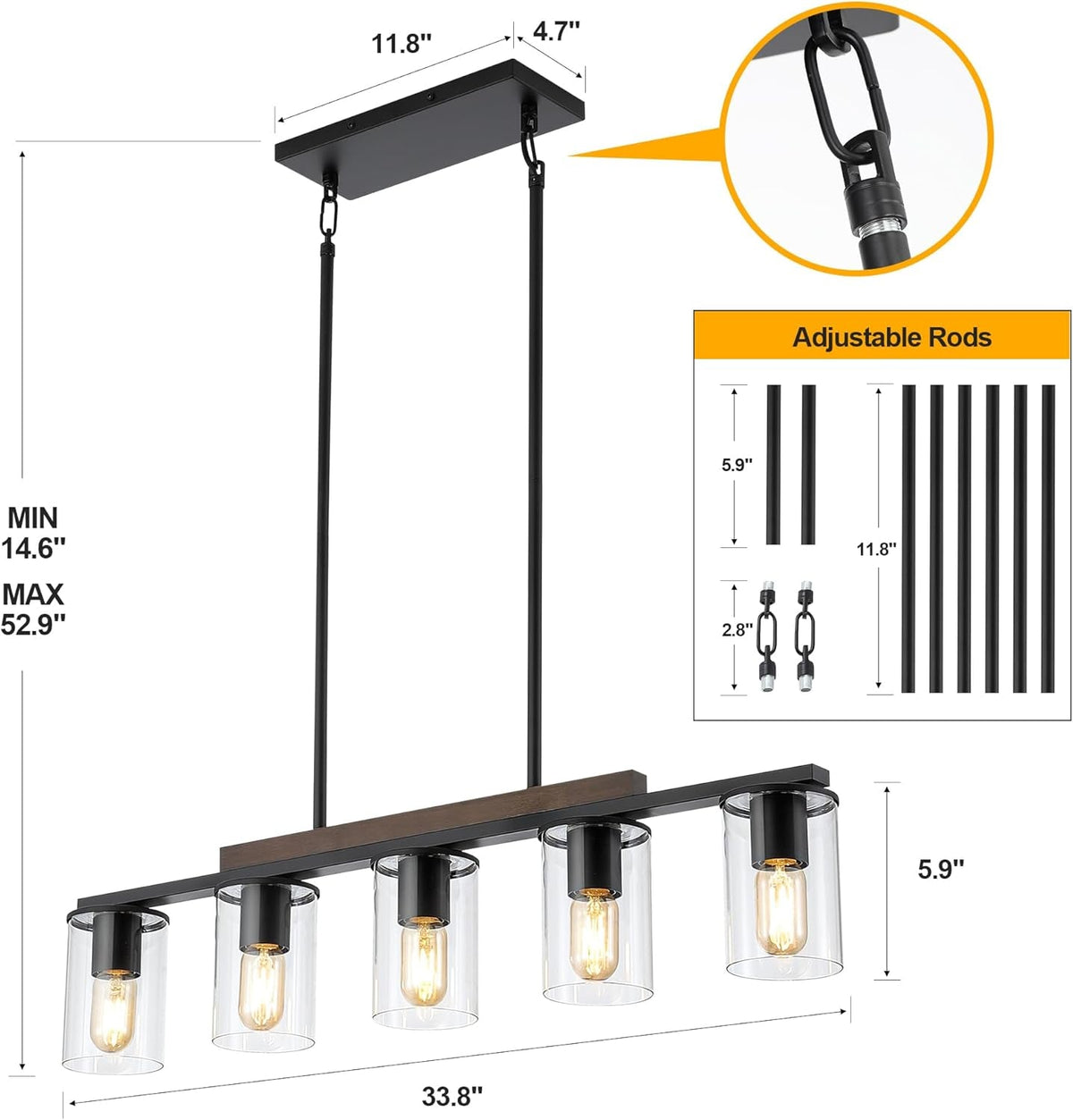 Farmhouse Black Linear Chandelier (Online Exclusive)