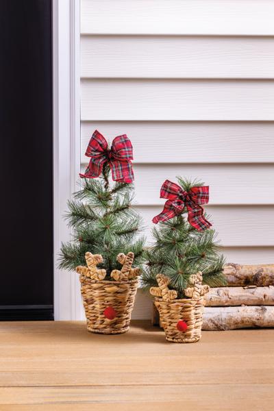 SMALL REINDEER POT MINI TREE