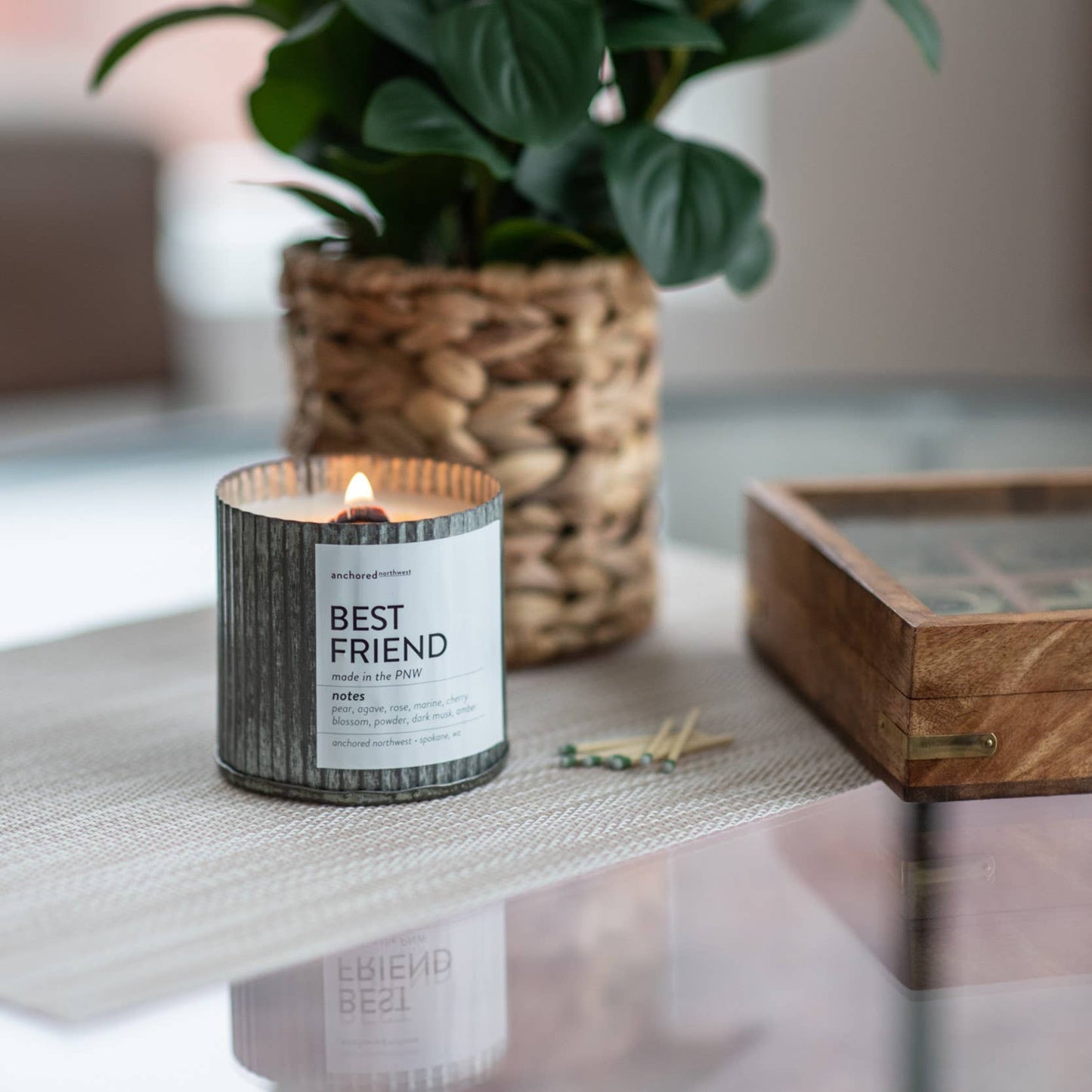 Lighthouse Rustic Wood Wick Candle