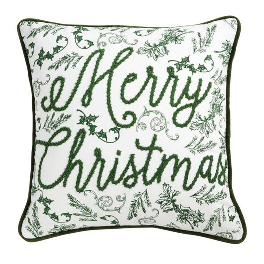GREEN TOILE MERRY CHRISTMAS PILLOW