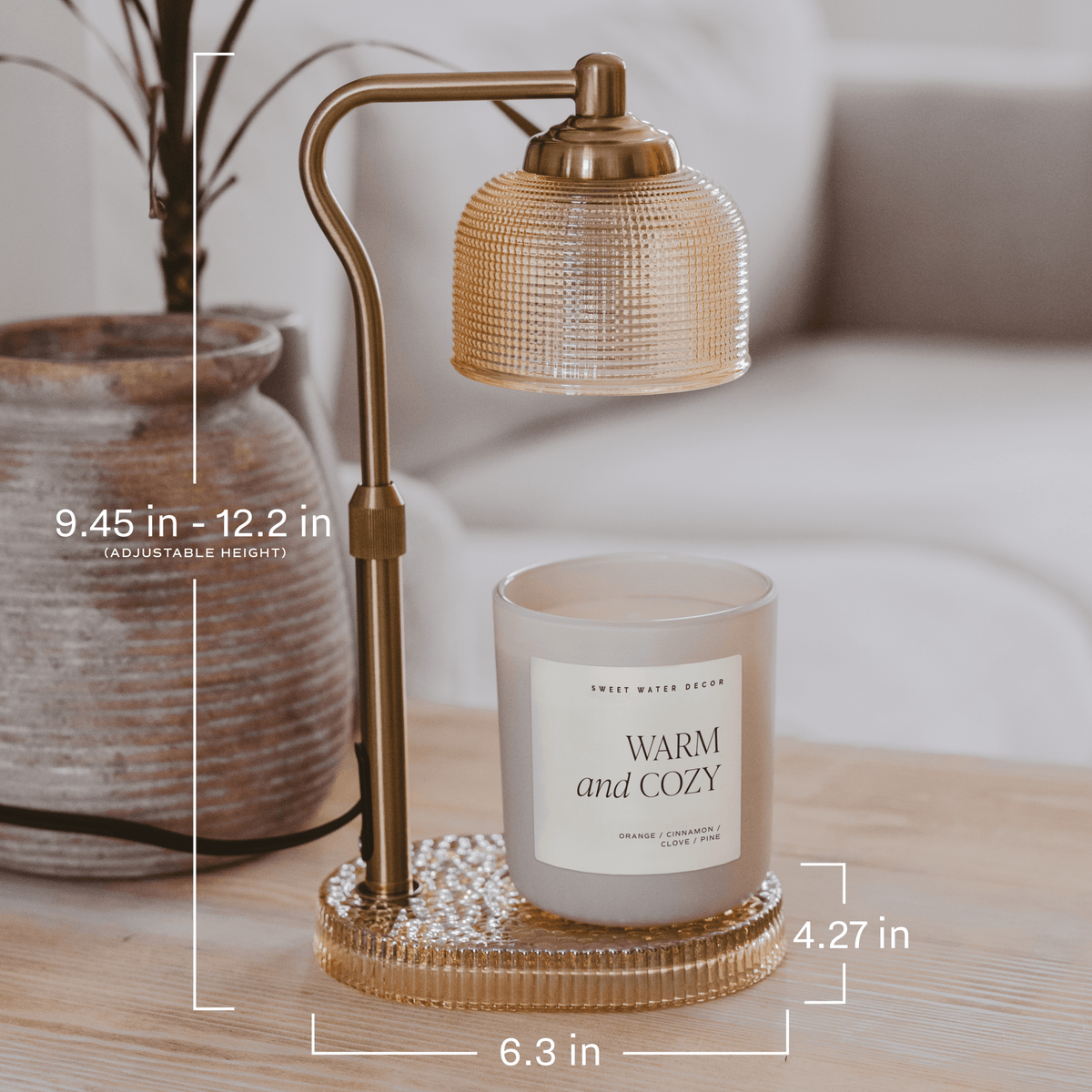 CANDLE LAMP WARMER w/WOOD BASE