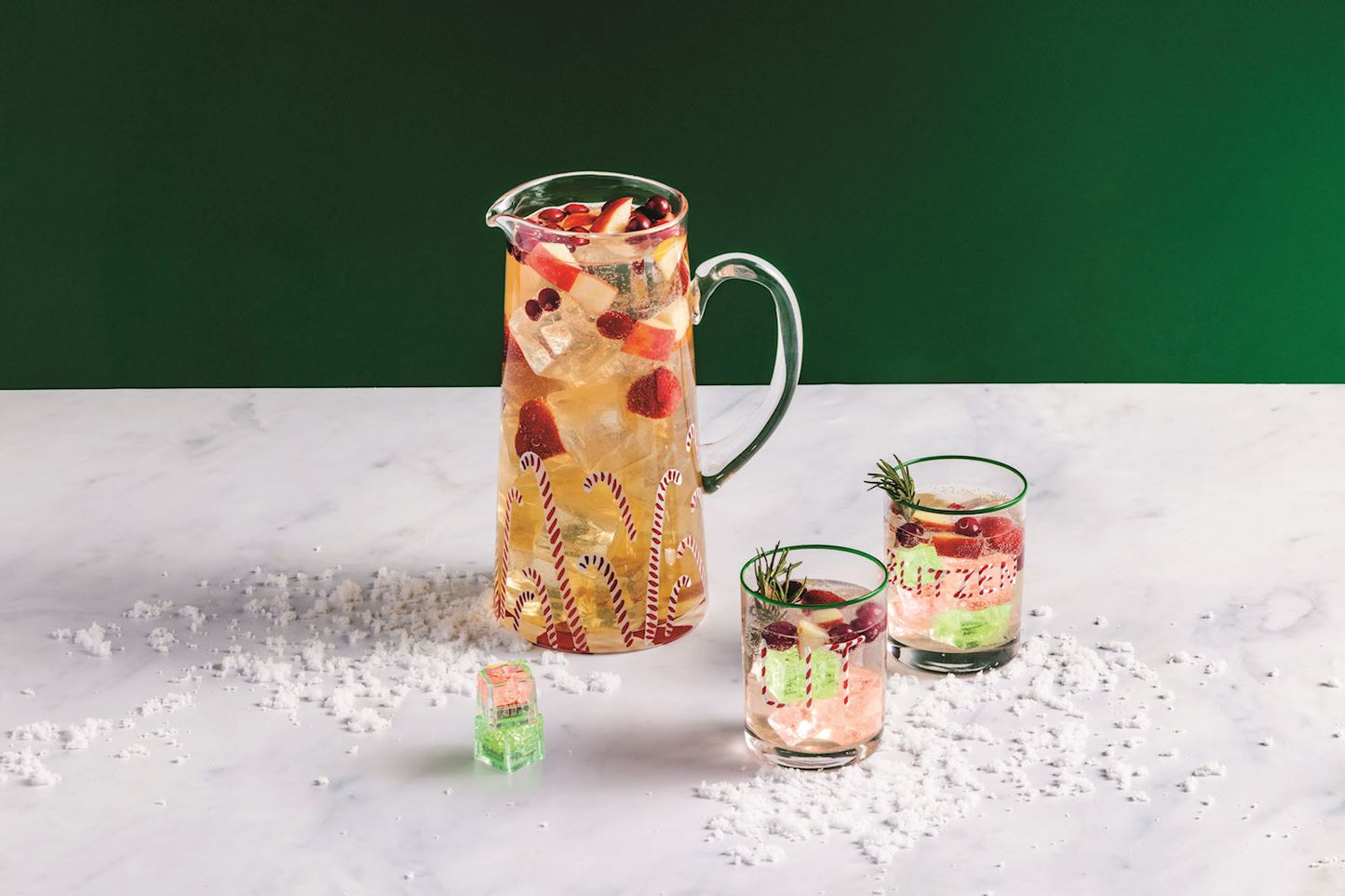 CANDY CANE GLASS PITCHER