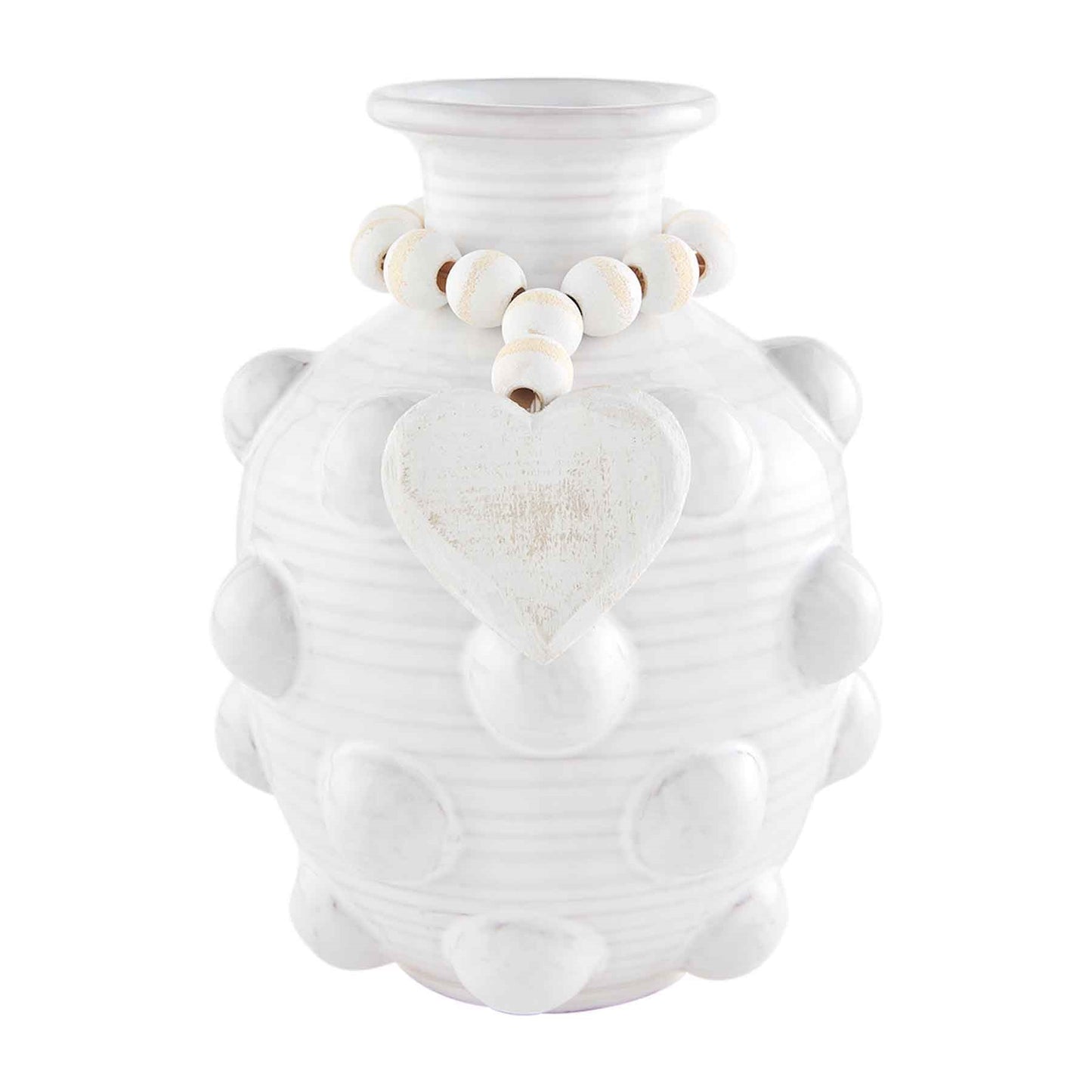 HEART BEADED CERAMIC VASE