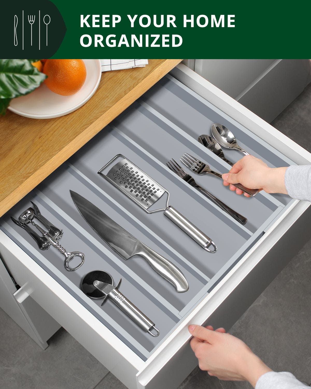 Utensil Drawer Organizer, Gray (5 Slots) (Online Exclusive)