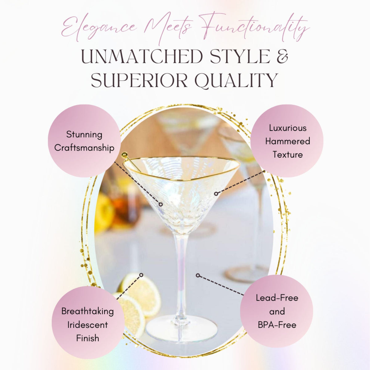 Iridescent Hammered Martini & Cocktail Glasses (Online Exclusive)
