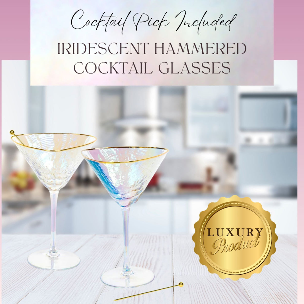 Iridescent Hammered Martini & Cocktail Glasses (Online Exclusive)