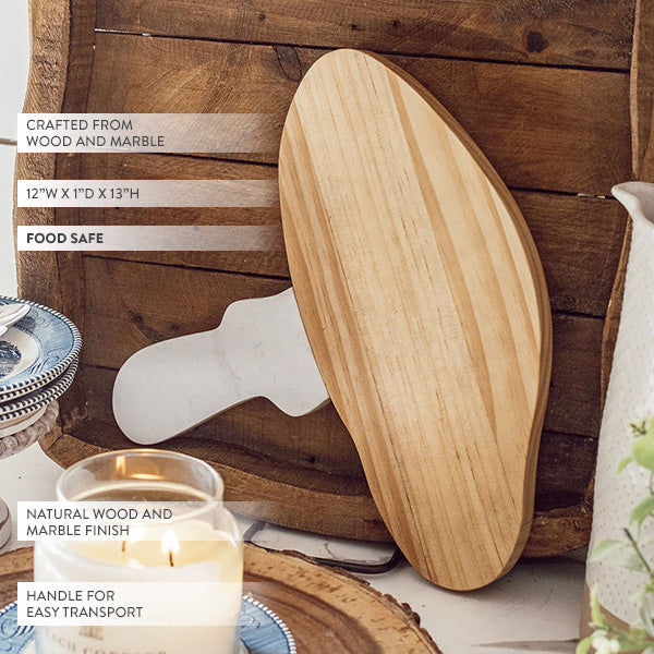 Marble and Wood Mushroom Cutting Board (Online Exclusive)