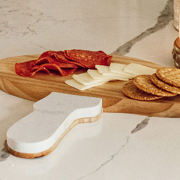 Marble and Wood Mushroom Cutting Board (Online Exclusive)