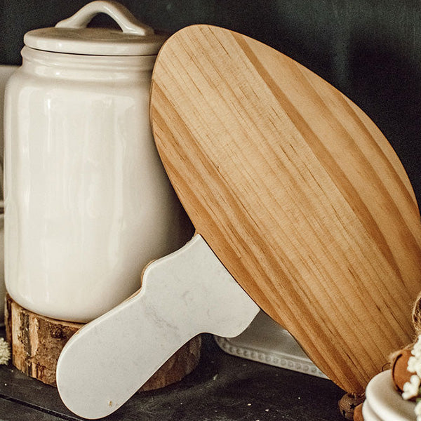 Marble and Wood Mushroom Cutting Board (Online Exclusive)