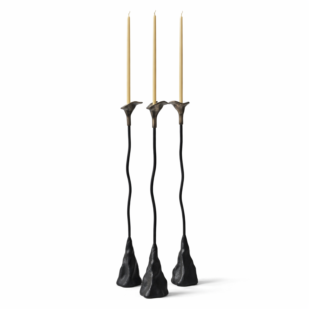 Calla Lily Iron Candlestick — Handcrafted Sculptural Candleholder (19”) (Online Exclusive)