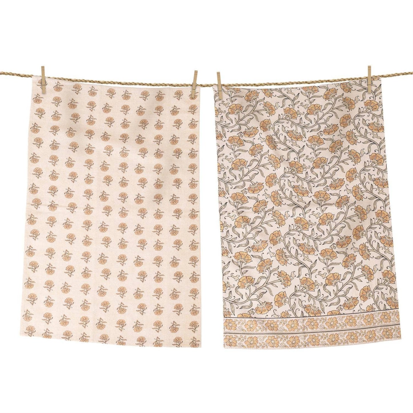 Mustard Floral Tea Towels (Set of 2)