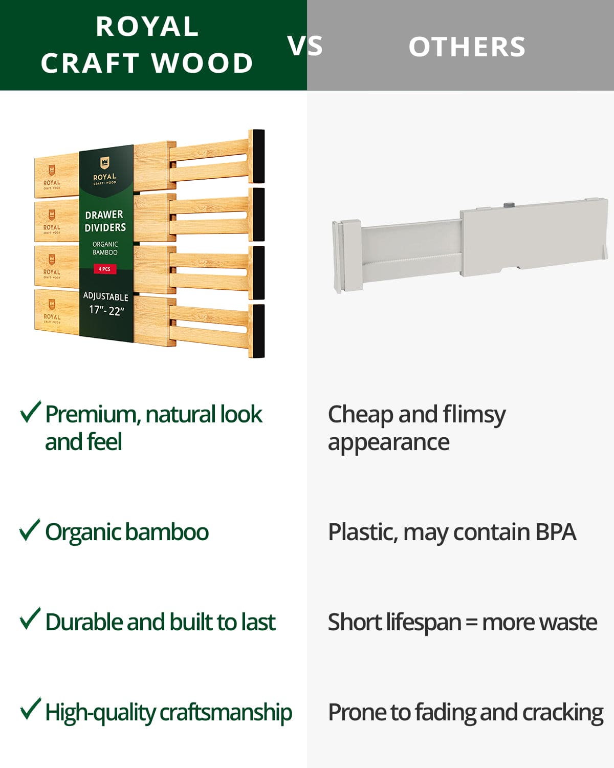 Drawer Dividers 22”, Natural (Online Exclusive)