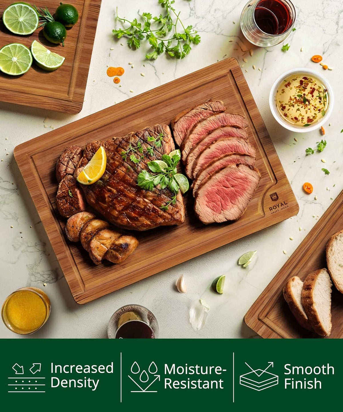 Cutting Board Set of 3, Bamboo, Brown (Online Exclusive)