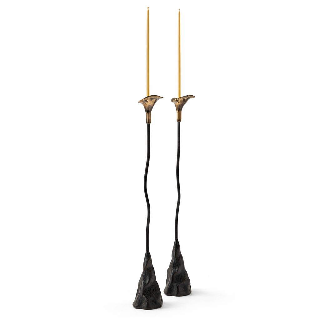 Calla Lily Iron Candlestick — Handcrafted Sculptural Candleholder (19”) (Online Exclusive)