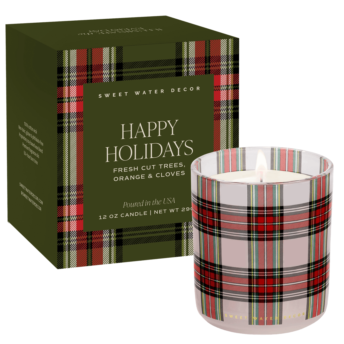 Happy Holidays Soy Candle - Boxed Tinted Glass Jar - 12 oz (Christmas) (Online Exclusive