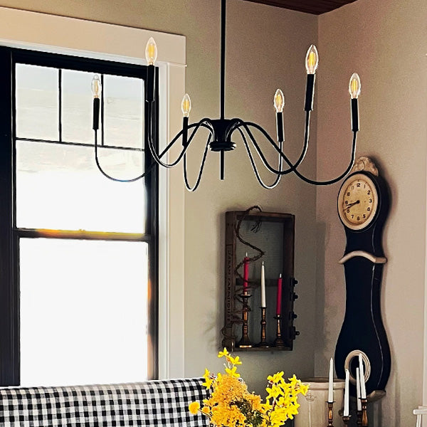 Black Metal 6 Light Candelabra Chandelier (Online Exclusive)