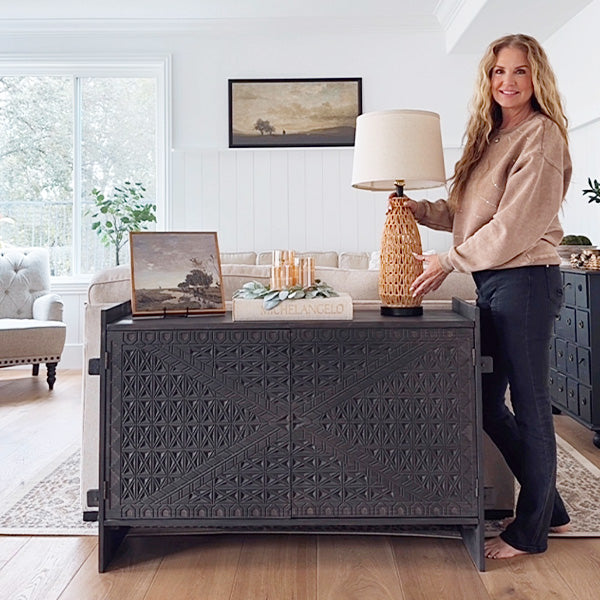 48 Inch Carved Pattern Wood Console Table (Online Exclusive)