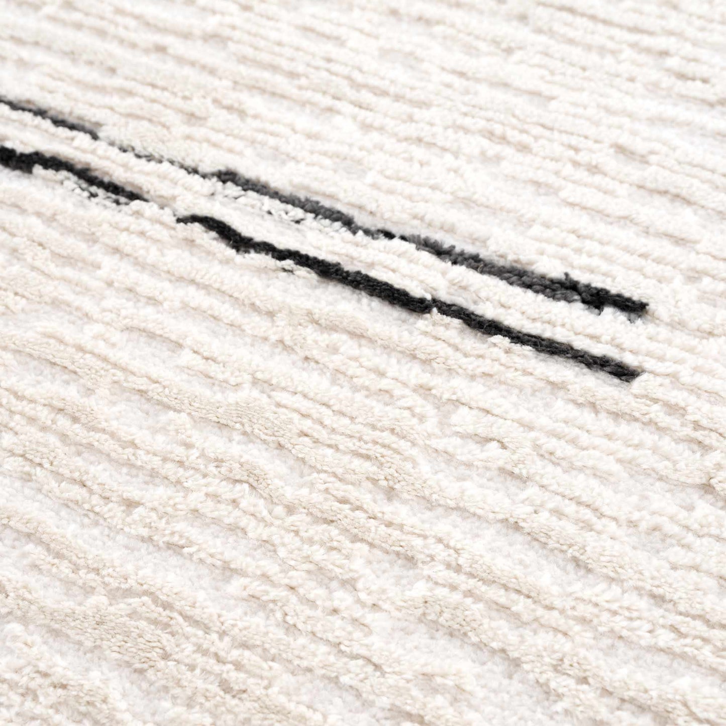 Riad Black Striped White Rug with Tassels (online exclusive