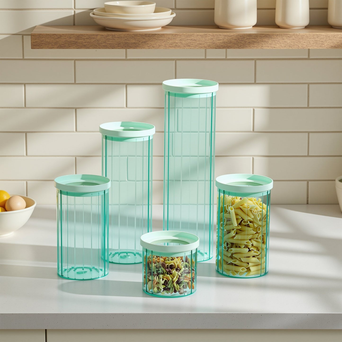 Glass Canister Set & Glass Lid - Diamond Blue (Online Exclusive)