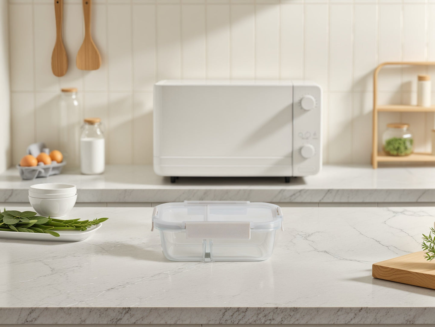 Glass Bento Box - 3 Sections (Vanilla) (Online Exclusive)