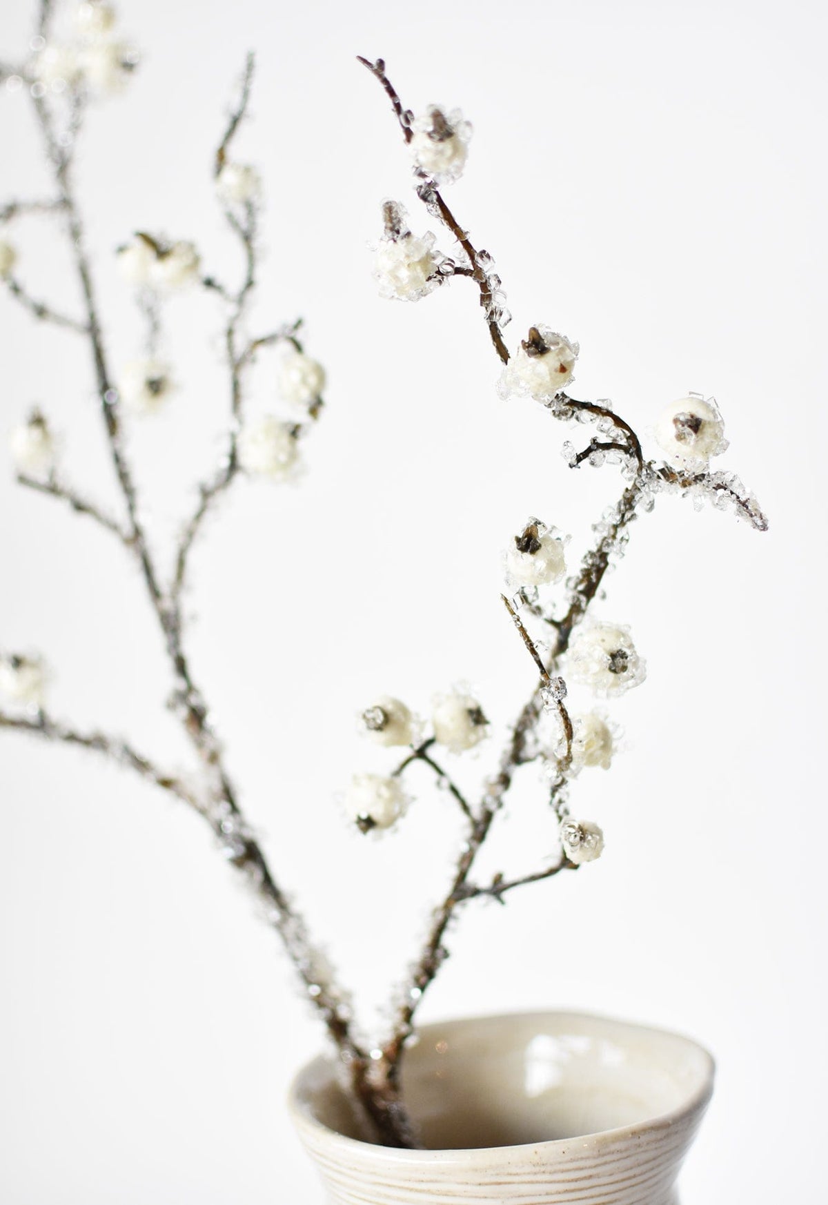 29" Faux Iced White Berry Stem (Online exclusive)
