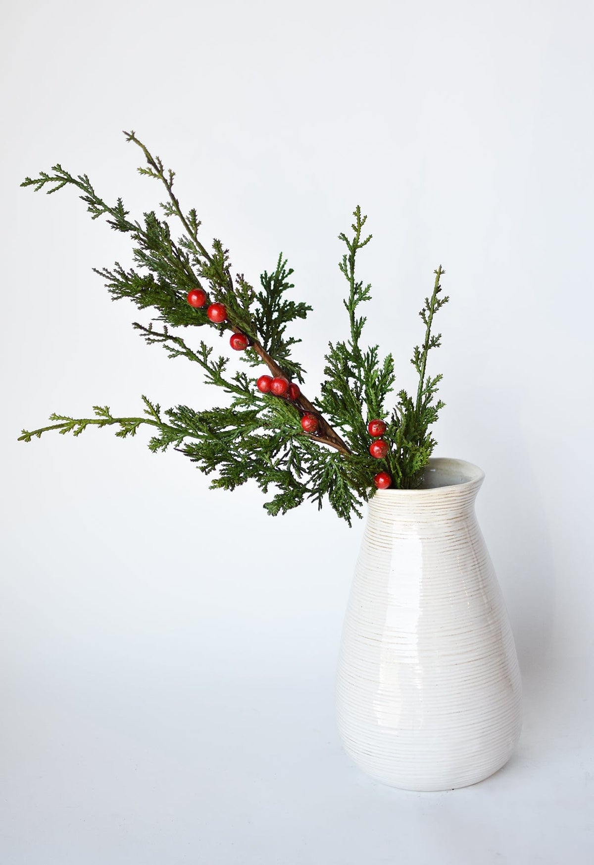 24" Faux Cedar Spray w/ Red Berry Stem (Online exclusive)