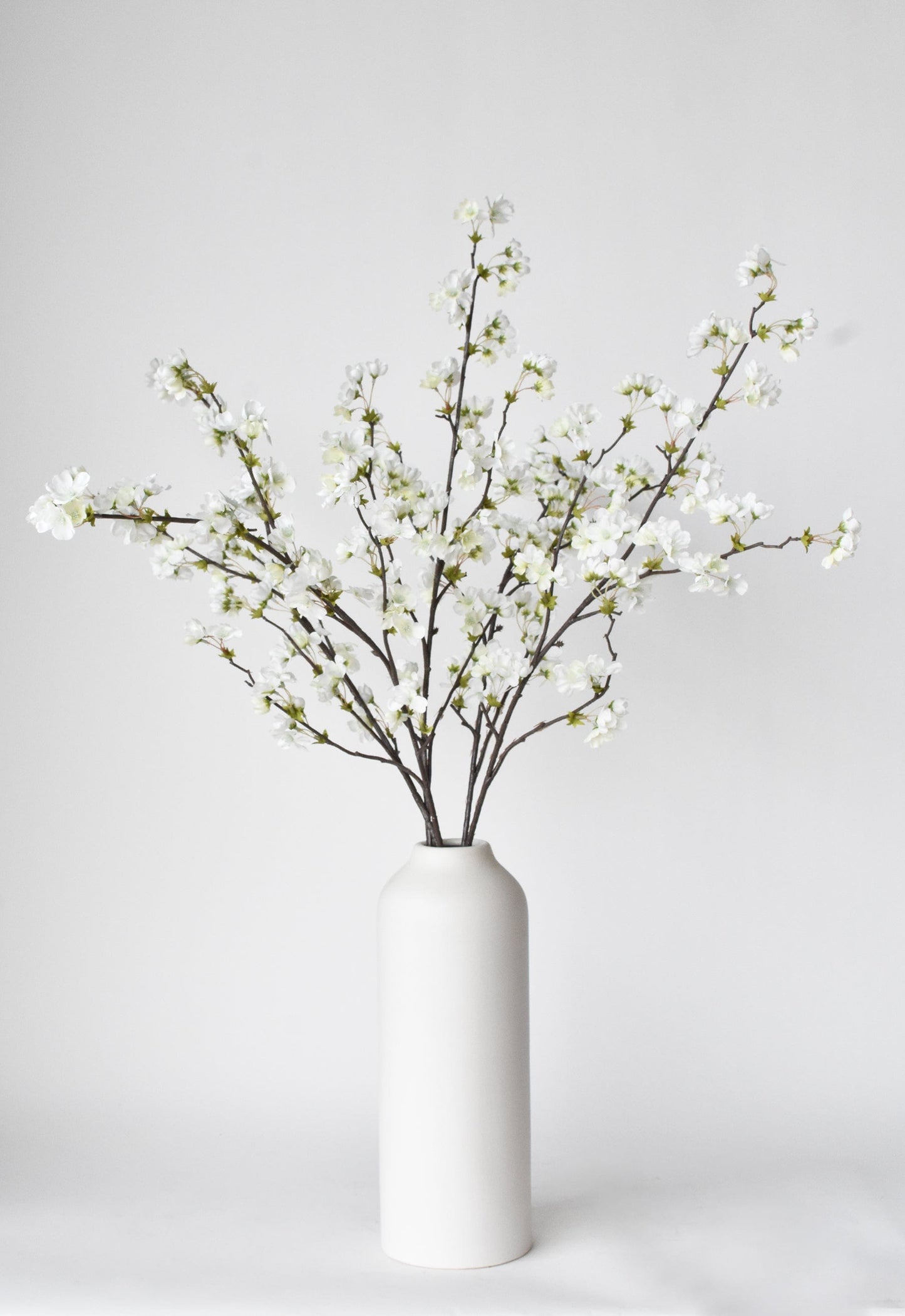 36" Faux Quince Blossom Cream / White Stem Flowering Branch (Online exclusive)