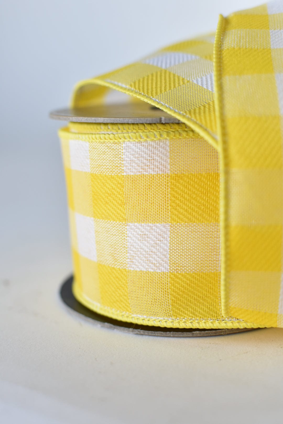 2.5" x 10yd Yellow + White Plaid Ribbon (Online exclusive)