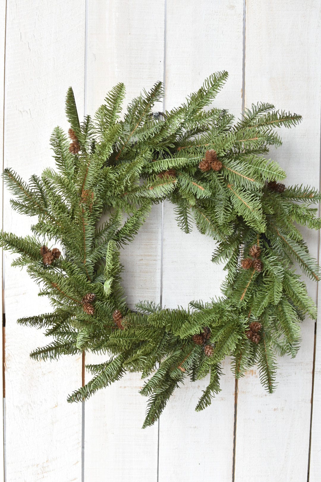 24" Faux Green Spruce Real Touch Wreath w/Faux Pinecones (Online Exclusive)