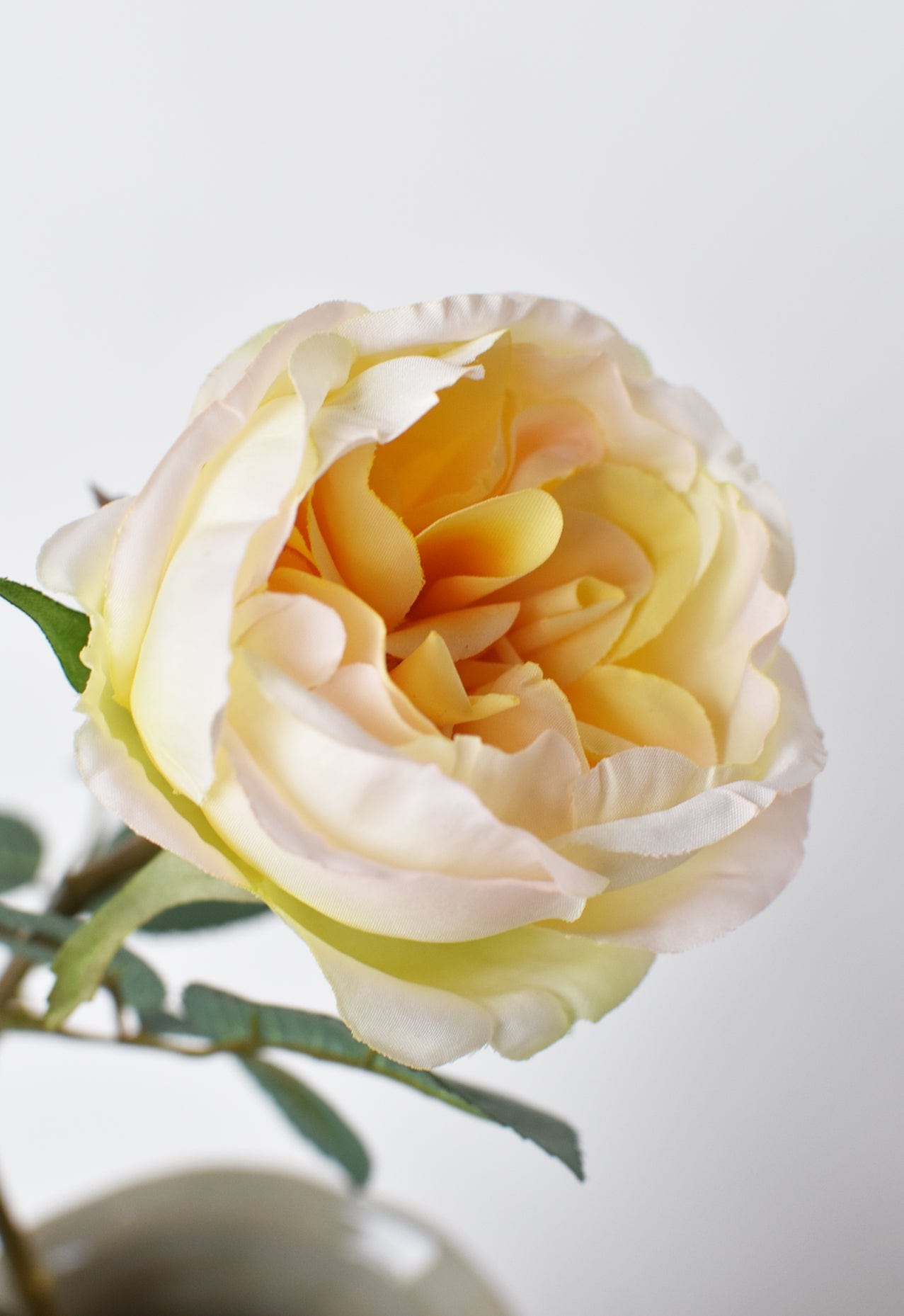 29" Faux Cabbage Rose Stem Yellow / Apricot (Online exclusive)