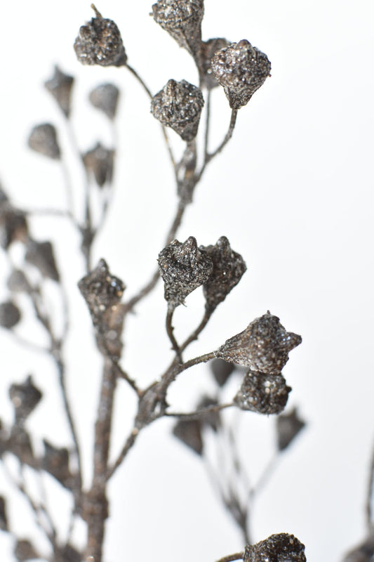 21" Faux Ice Glittered Twig with Pod Bundle (3 Stems) (Online Exclusive)