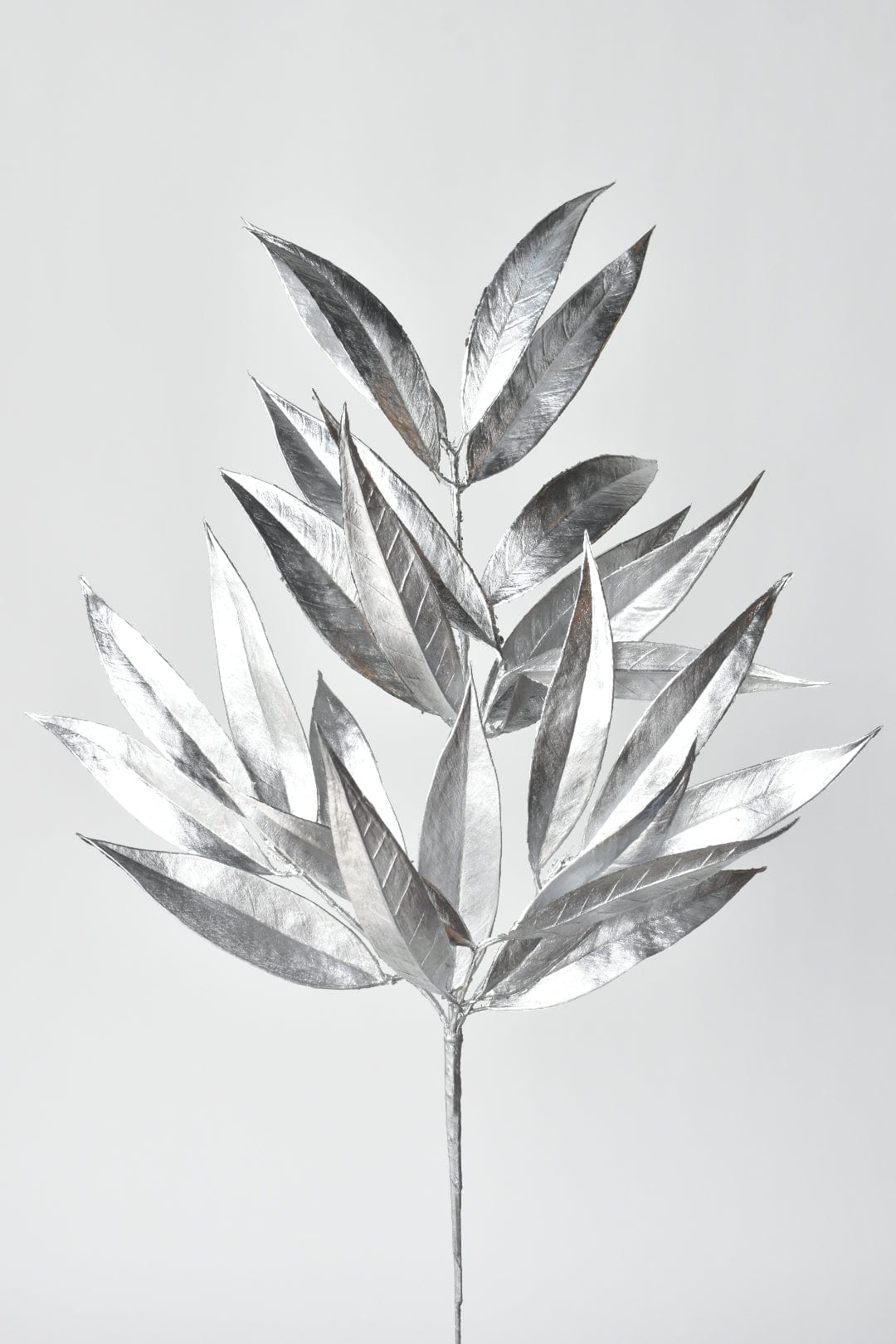 22.5" Faux Silver Metallic Bay Leaf Stem (Online Exclusive)