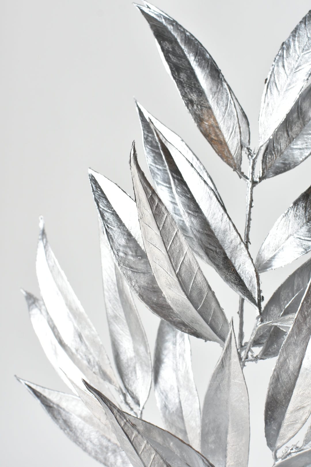 22.5" Faux Silver Metallic Bay Leaf Stem (Online Exclusive)