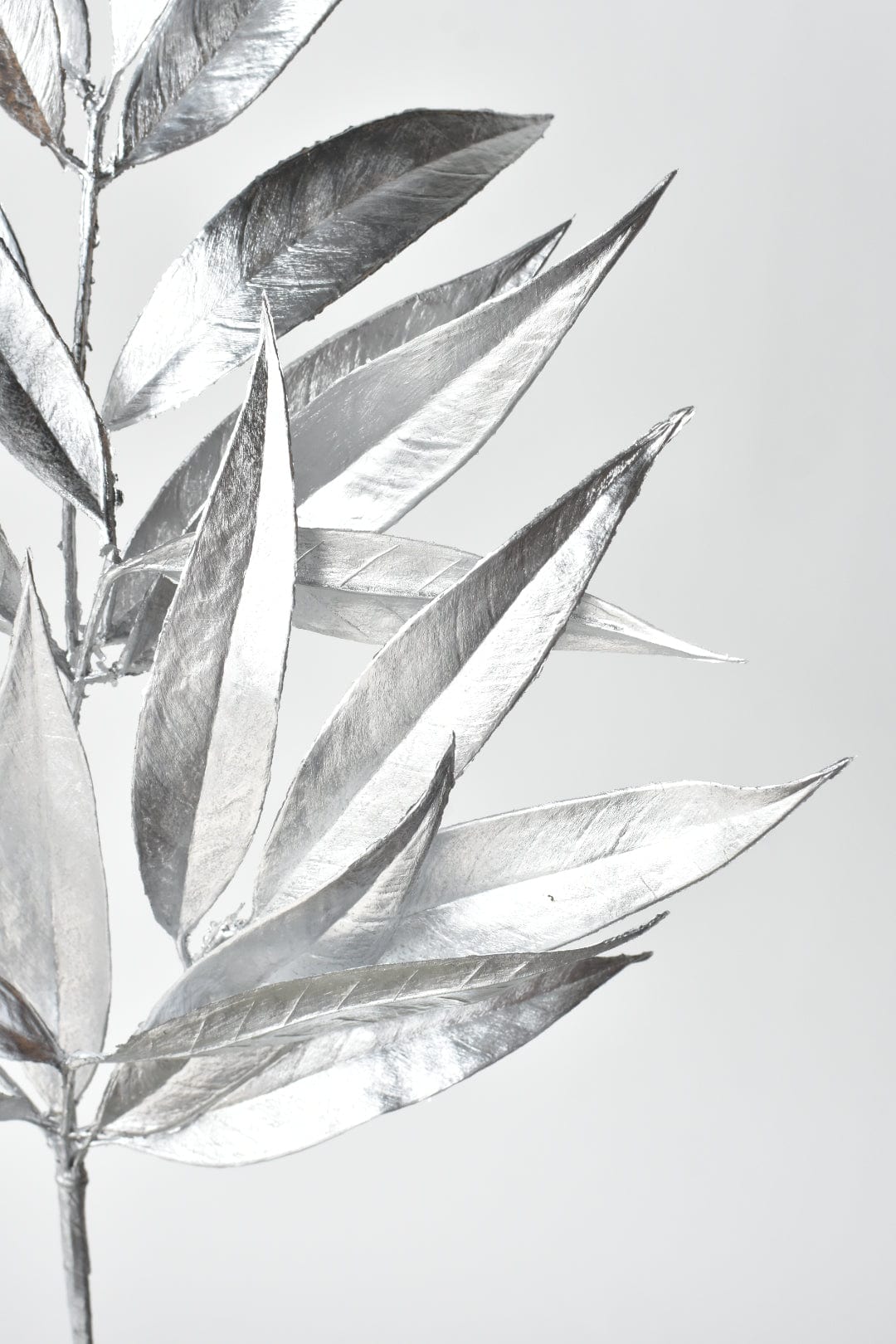 22.5" Faux Silver Metallic Bay Leaf Stem (Online Exclusive)