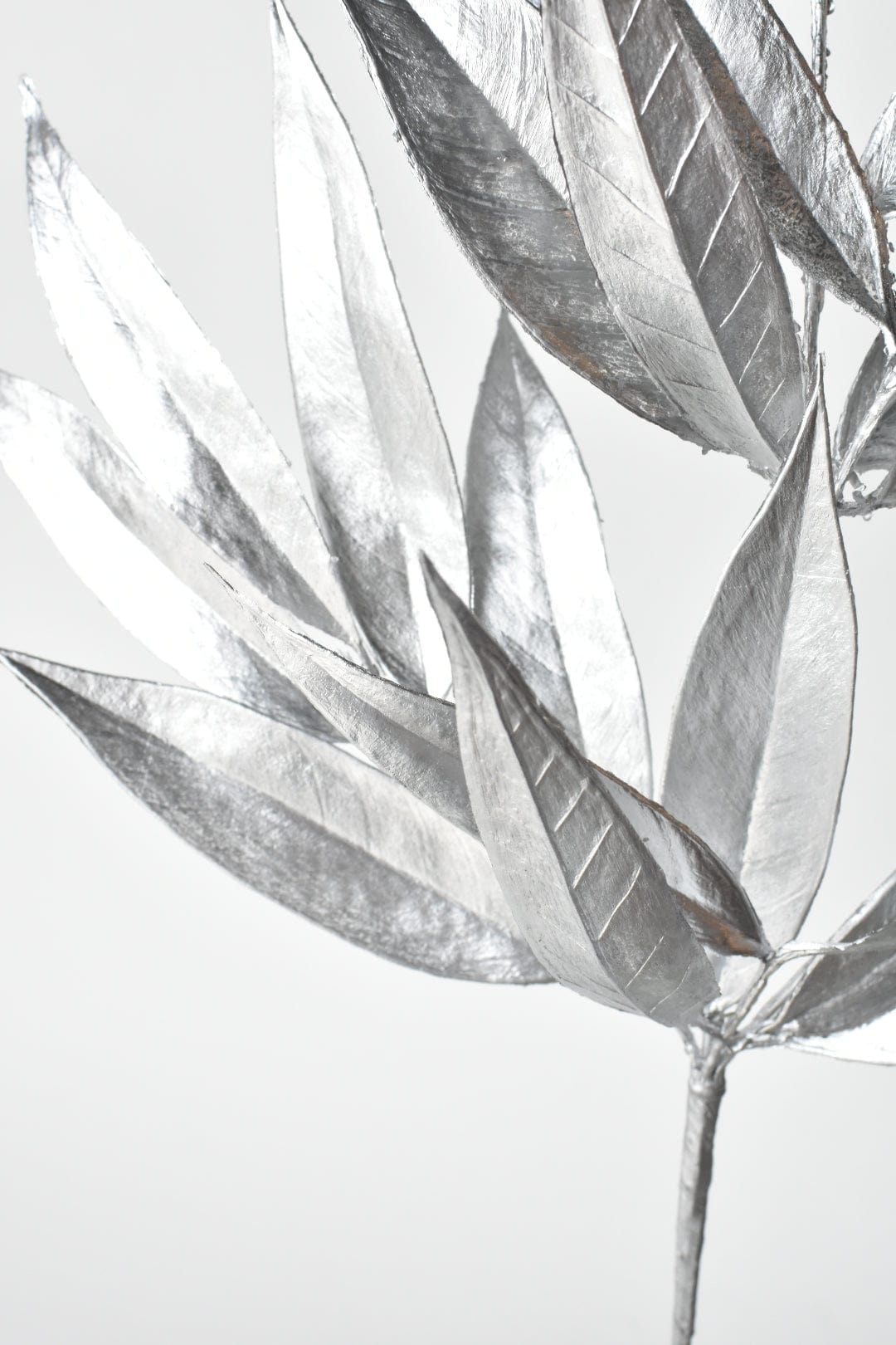 22.5" Faux Silver Metallic Bay Leaf Stem (Online Exclusive)