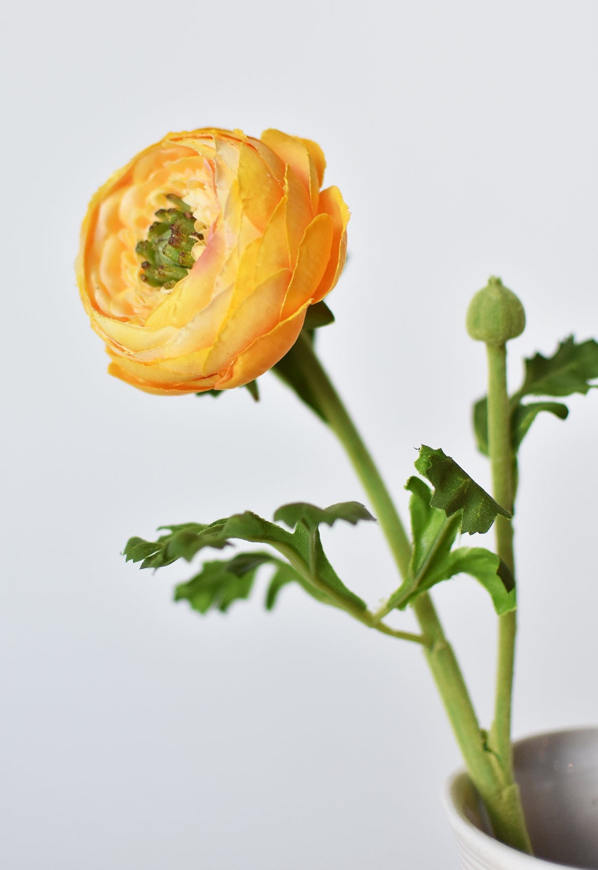 13" Faux Yellow Gold Ranunculus Stem (Online exclusive)