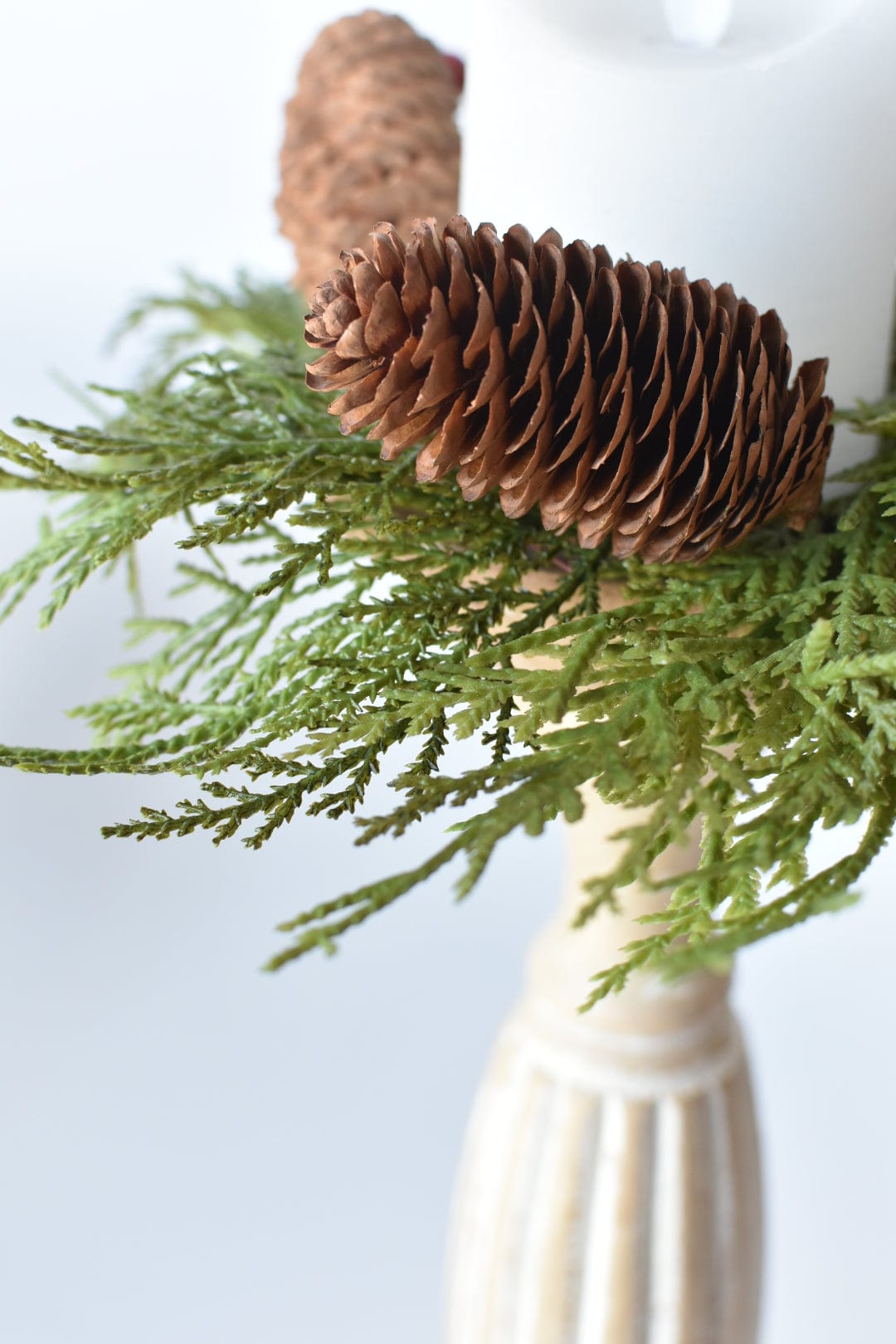 11" Faux Cedar Candle Ring With Pinecones/Berries (Fits up to a 3" Pillar Candle) (Online Exclusive)