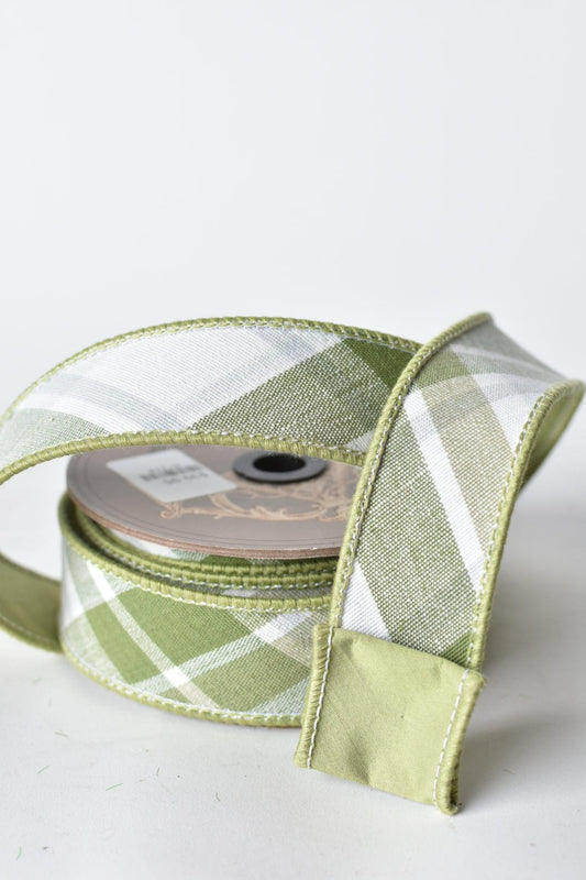 1.5"X10yd Green Plaid on the Bias w/ contrast back (Online Exclusive)