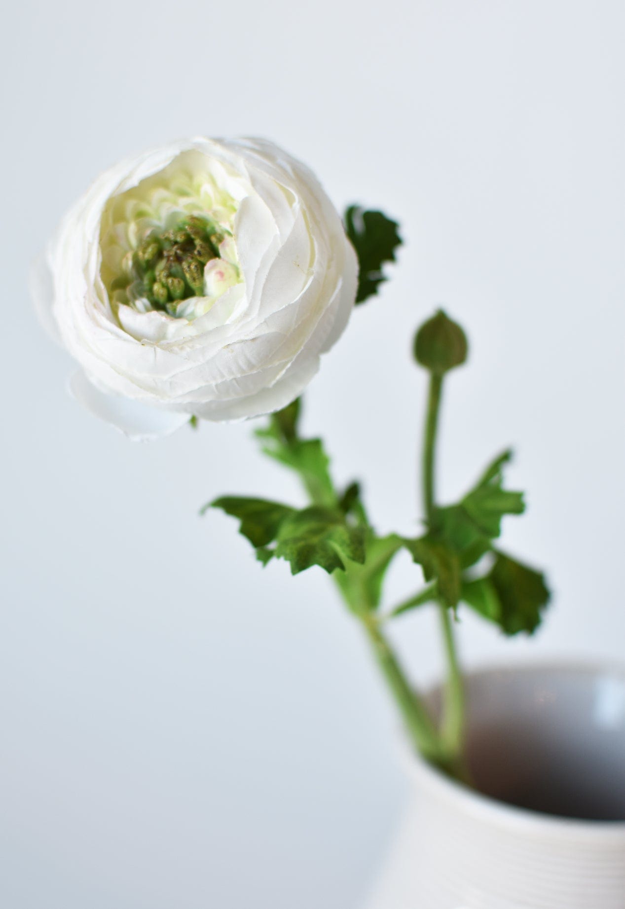 13" Faux White Ranunculus Stem (online exclusive)