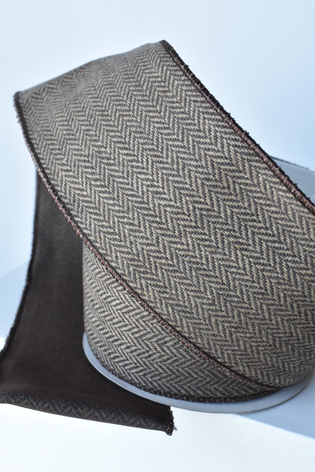 4" x 10yd Brown/Tan Woven Herringbone Ribbon (Online Exclusive)