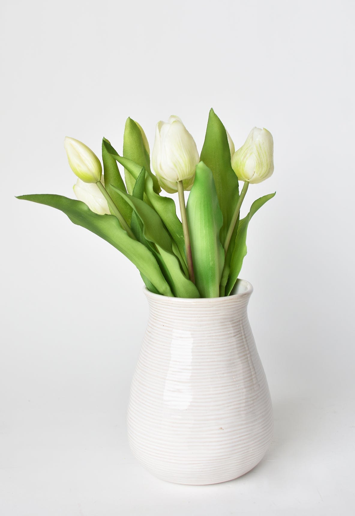 11.75" Faux Real Touch White Tulip Stem Bundle (online exclusive)
